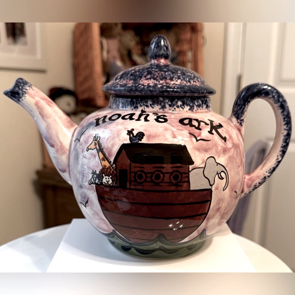Vintage Noah's Ark Hand Painted Ceramic Teapot
